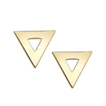 Load image into Gallery viewer, 14k Yellow Gold 8mm High Polished Open Triangle Stud Earrings
