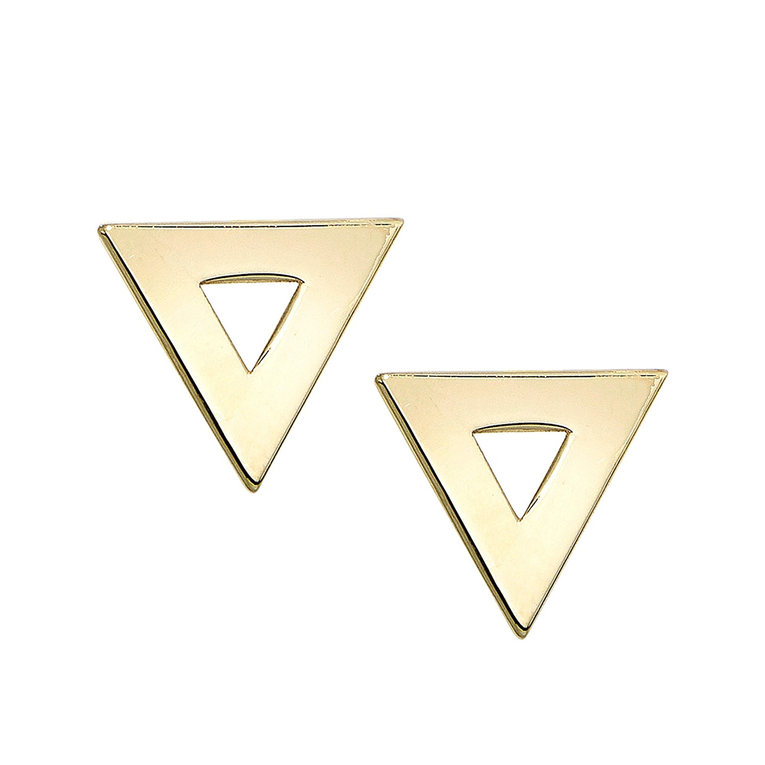 14k Yellow Gold 8mm High Polished Open Triangle Stud Earrings