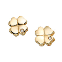 Load image into Gallery viewer, 14k Yellow Gold 7mm 0.01ct Diamond Clover Stud Earrings
