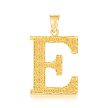 Load image into Gallery viewer, 10k Yellow Gold 1 Inch Extra Large Textured Letter Pendant A-Z Alphabet Pendant with Optional Rope Chain Necklace
