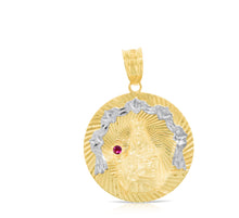 Load image into Gallery viewer, 10k Yellow Gold Santa Barbara Round Charm Two-Tone Religious Pendant
