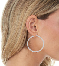 Load image into Gallery viewer, 10k White Gold 15mm x 2.5mm High Polish Round Tube Hoop Earrings
