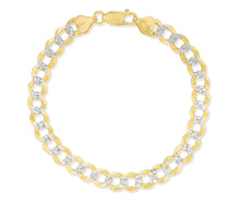 Load image into Gallery viewer, 10k Yellow Gold and White Gold 6mm Solid Two-Tone Curb Cuban Chain Bracelet or Anklet
