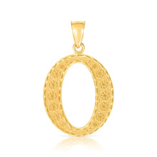 Load image into Gallery viewer, 10k Yellow Gold 1 Inch Extra Large Textured Letter Pendant A-Z Alphabet Pendant with Optional Rope Chain Necklace
