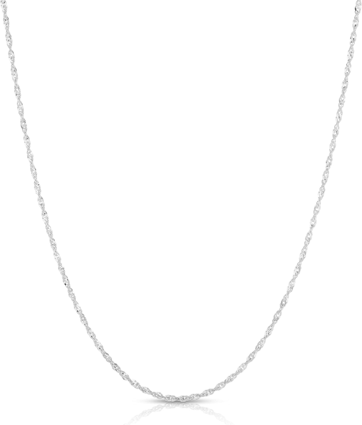 10k Yellow Gold or White Gold 1.3mm Solid Thin Singapore Chain Necklace