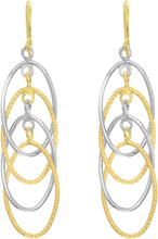 Load image into Gallery viewer, 14k Yellow Gold and White Gold 45mm Polished Interlocking Oval Dangle Earrings
