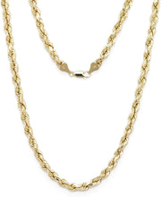 Load image into Gallery viewer, 10k Yellow Gold 6mm Diamond Cut Hollow Rope Chain Necklace
