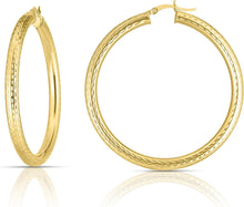 Load image into Gallery viewer, 10k Yellow Gold 4mm Diamond Cut Round Tube Hoop Earrings
