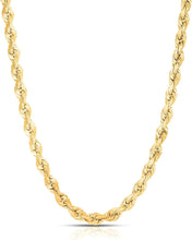 Load image into Gallery viewer, 10k Yellow Gold 8mm Solid Diamond Cut Rope Chain Necklace
