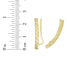 Load image into Gallery viewer, 14k Yellow Gold 25mm Diamond Cut Tube Ear Climber Earrings
