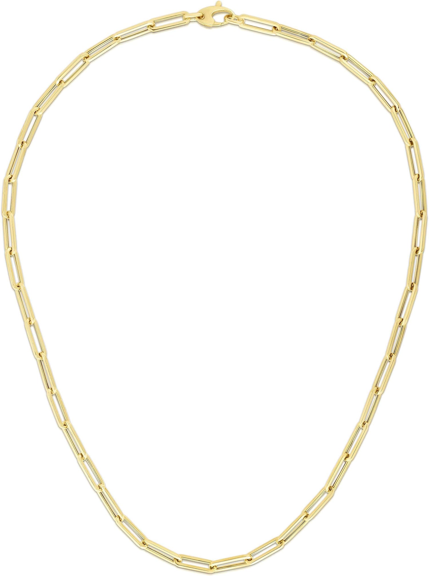 14k Yellow Gold 4.2mm Hollow Paperclip Link Chain Necklace
