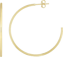 Load image into Gallery viewer, 14k Yellow Gold 1.5mm x 40mm High Polish Open C Hoop Earrings
