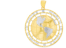 Load image into Gallery viewer, 10k Yellow Gold The World Is Yours Globe Two-Tone Pendant
