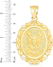 Load image into Gallery viewer, 10k Yellow Gold Round Horoscope Zodiac Sign Pendant with Optional Cable Chain Necklace
