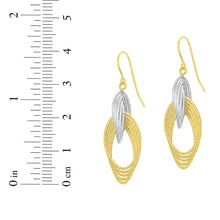 Load image into Gallery viewer, 14k Yellow Gold and White Gold 40mm Multi Row Textured Dangle Earrings
