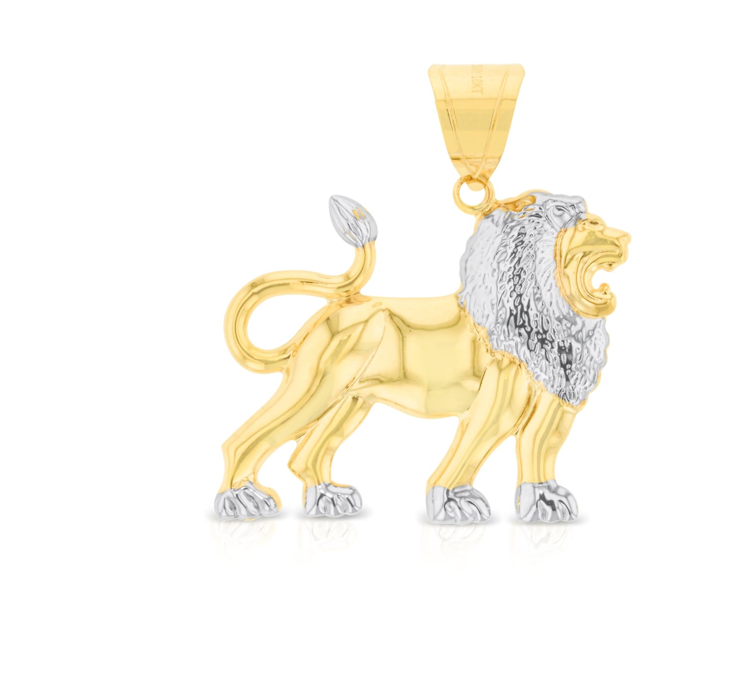 10k Yellow Gold Two-Tone Lion Pendant