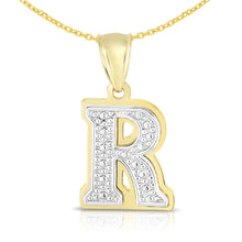 Load image into Gallery viewer, 10k Yellow Gold and White Gold 15mm 3D Alphabet Initial A Pendant
