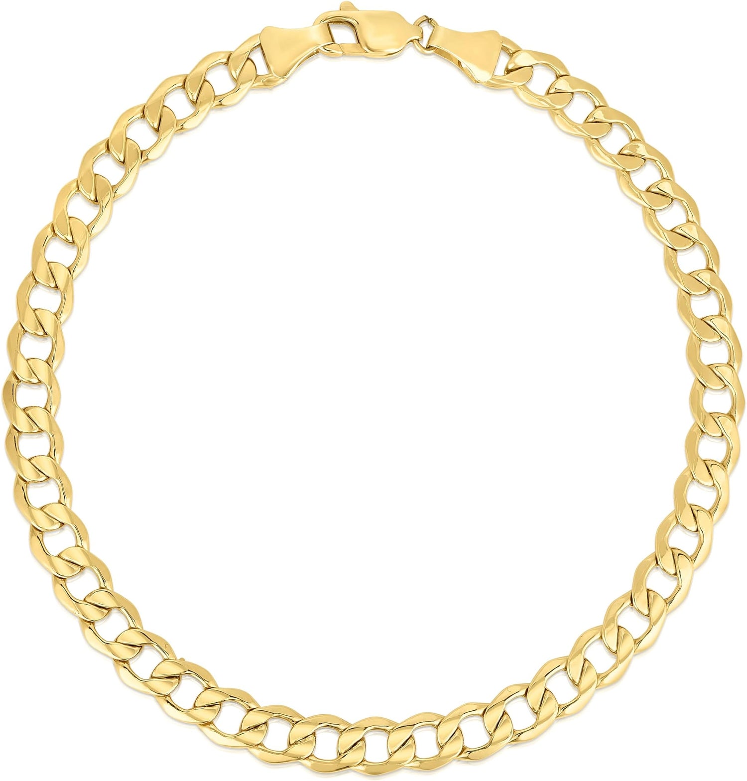 10k Yellow Gold 6mm Hollow Cuban Curb Link Bracelet or Anklet