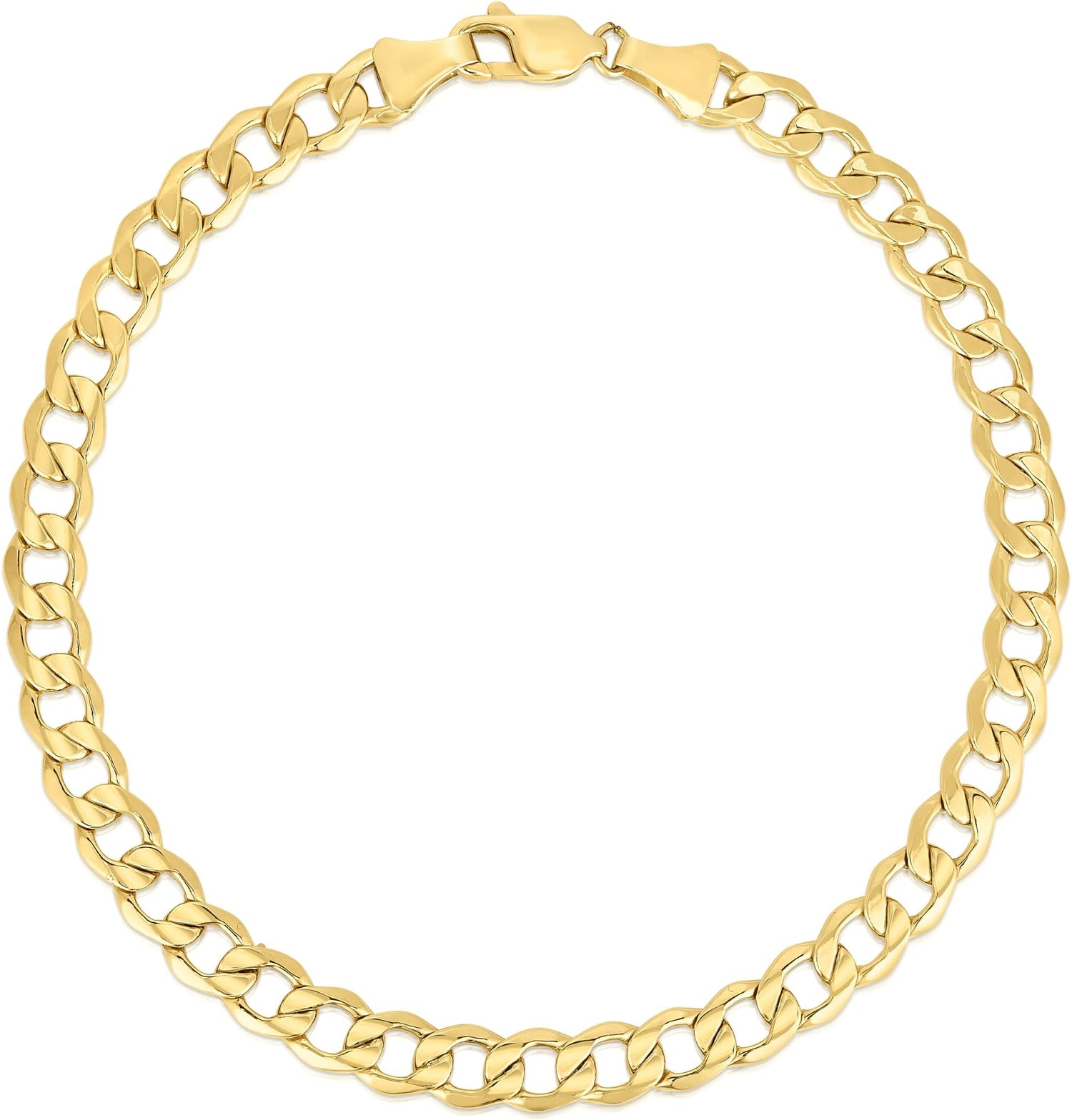 10k Yellow Gold 6.5mm Hollow Cuban Curb Link Bracelet or Anklet
