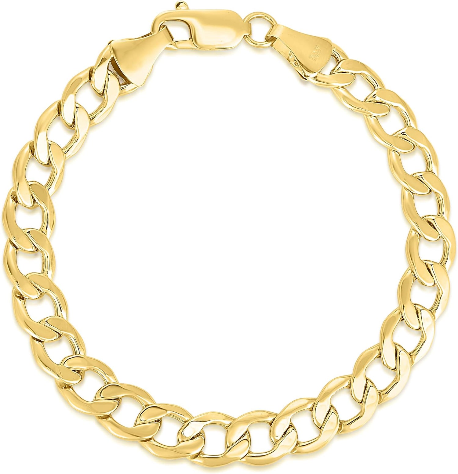 10k Yellow Gold 8mm Hollow Cuban Curb Link Bracelet or Anklet