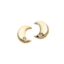 Load image into Gallery viewer, 14k Yellow Gold 7mm 0.01ct Diamond Moon Stud Earrings
