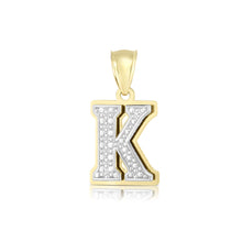 Load image into Gallery viewer, 10k Yellow Gold and White Gold 15mm 3D Alphabet Initial A Pendant
