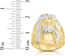 Load image into Gallery viewer, 10k Yellow Gold Two-Tone Face of Jesus Christ Head Ring
