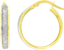 Load image into Gallery viewer, 14k Yellow Gold 15mm Glitter Hoop Earrings
