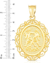 Load image into Gallery viewer, 10k Yellow Gold Round Horoscope Zodiac Sign Pendant with Optional Cable Chain Necklace
