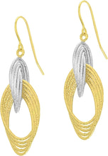 Load image into Gallery viewer, 14k Yellow Gold and White Gold 40mm Multi Row Textured Dangle Earrings
