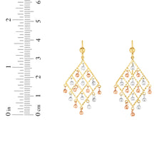 Load image into Gallery viewer, 14k Yellow Gold and White Gold and Rose Gold 40mm Gold Bead Chandelier Earrings
