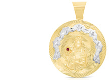 Load image into Gallery viewer, 10k Yellow Gold Santa Barbara Round Charm Two-Tone Religious Pendant
