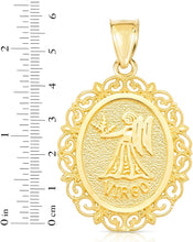 Load image into Gallery viewer, 10k Yellow Gold Round Horoscope Zodiac Sign Pendant with Optional Cable Chain Necklace
