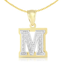 Load image into Gallery viewer, 10k Yellow Gold and White Gold 15mm 3D Alphabet Initial A Pendant
