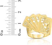 Load image into Gallery viewer, 10k Yellow Gold Poker Royal Flush Playing Cards Ring
