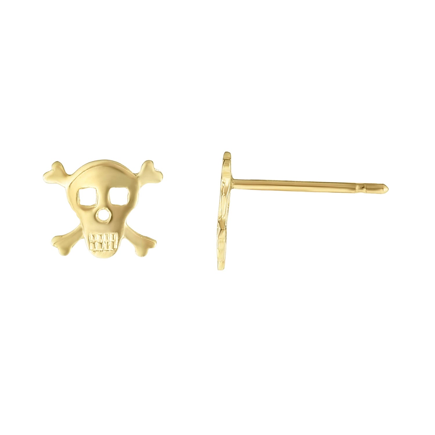 14k Yellow Gold 6mm Skull Stud Earrings