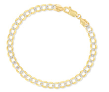 Load image into Gallery viewer, 10k Yellow Gold and White Gold 4mm Solid Two-Tone Curb Cuban Chain Bracelet or Anklet
