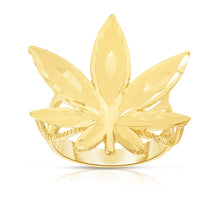 Load image into Gallery viewer, 10k Yellow Gold Marijuana Leaf Cannabis Weed Ring
