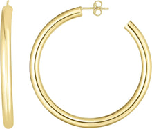 Load image into Gallery viewer, 14k Yellow Gold 4mm x 30mm High Polish Open C Hoop Earrings
