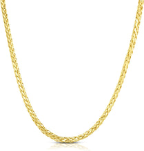 Load image into Gallery viewer, 10k Yellow Gold 2.7mm Lite Round Wheat Palm Chain Franco Necklace
