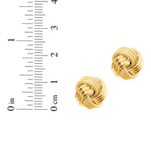 Load image into Gallery viewer, 14k Yellow Gold 12.5mm Large Polished &amp; Textured Love Knot Stud Earrings
