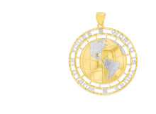 Load image into Gallery viewer, 10k Yellow Gold The World Is Yours Globe Two-Tone Pendant
