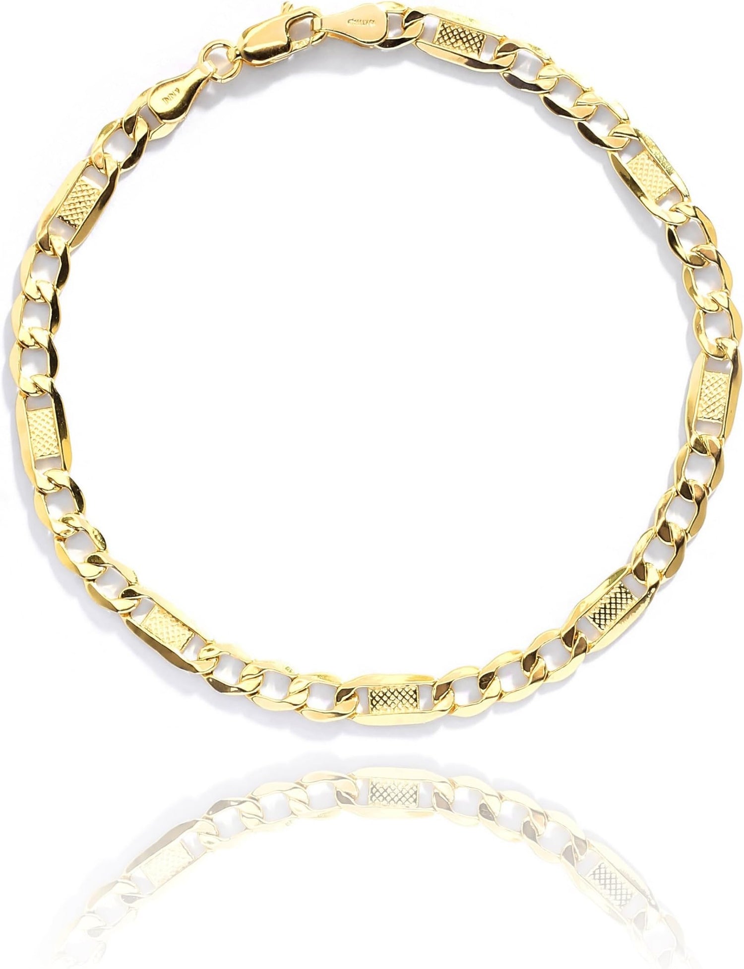 10k Yellow Gold 5mm Lite Figaro Bar Chain Bracelet or Anklet