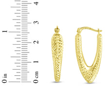 Load image into Gallery viewer, 14k Yellow Gold 28.8mm Diamond Cut Puffed V Hoop Earrings
