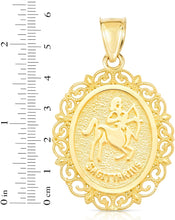 Load image into Gallery viewer, 10k Yellow Gold Round Horoscope Zodiac Sign Pendant with Optional Cable Chain Necklace
