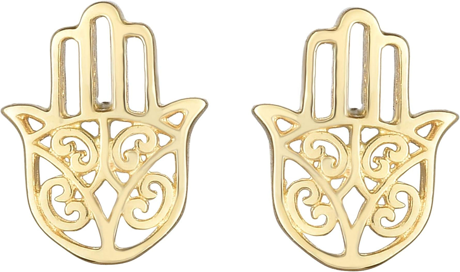 14k Yellow Gold 8mm Hamsa Stud Earrings