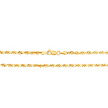 Load image into Gallery viewer, 10k Yellow Gold 3mm Solid Diamond Cut Rope Chain Necklace
