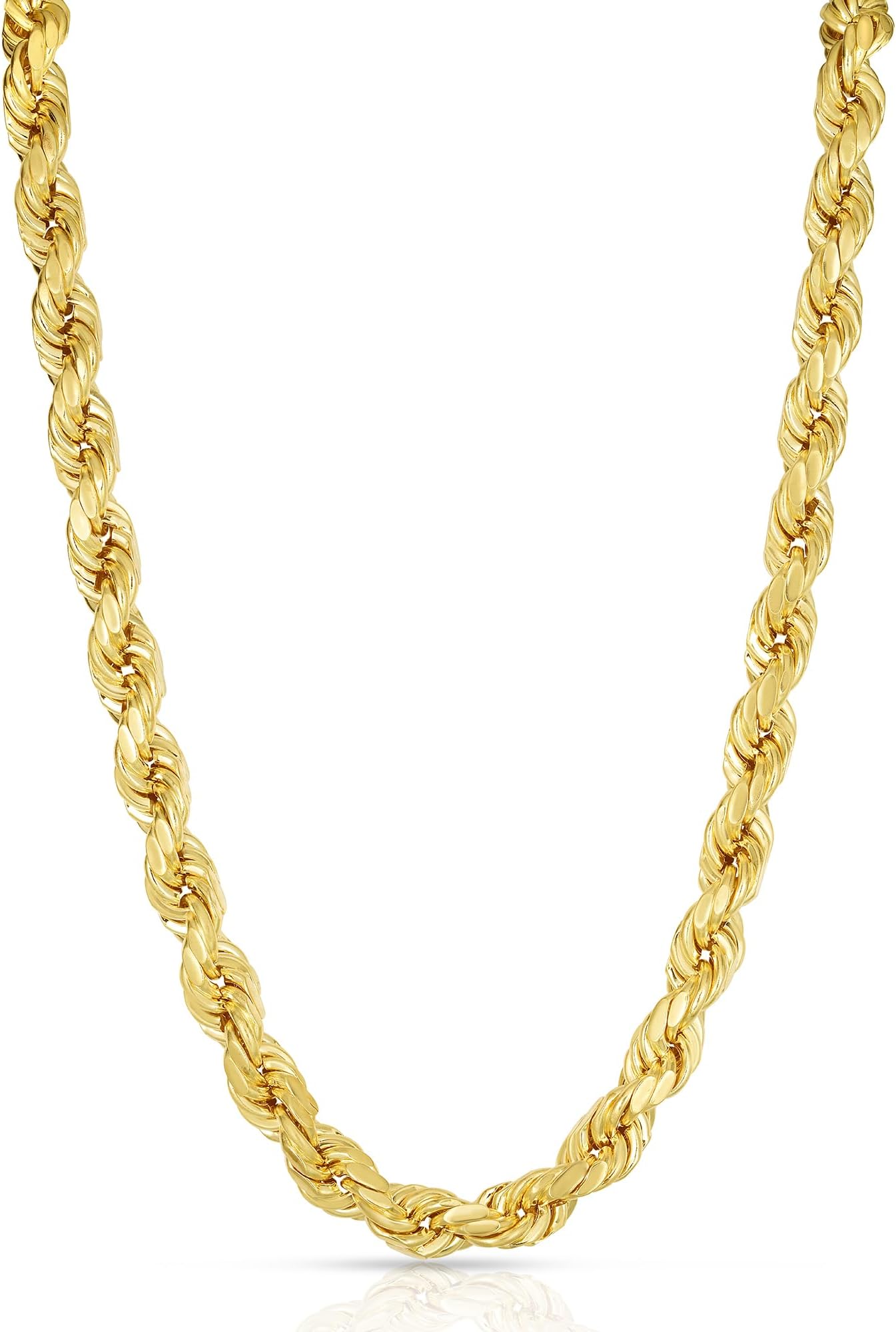 10k Yellow Gold 10mm Diamond Cut Hollow Rope Chain Necklace