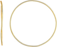 Load image into Gallery viewer, 14k Yellow Gold 1.2mm x 40mm Textured Diamond Cut Round Circle Tube Endless Hoop Earrings
