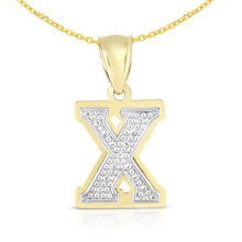 Load image into Gallery viewer, 10k Yellow Gold and White Gold 15mm 3D Alphabet Initial A Pendant
